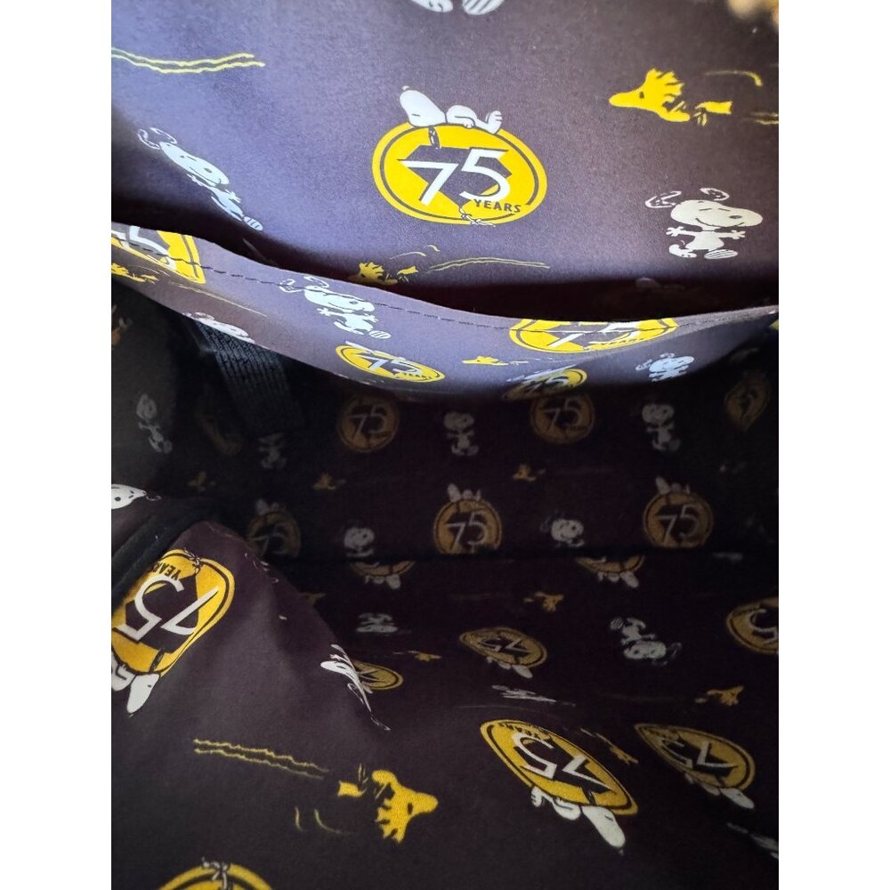 Loungefly Peanuts 75th Anniversary Mini Backpack Snoopy Charlie Brown Black Gold - Picture 8 of 11